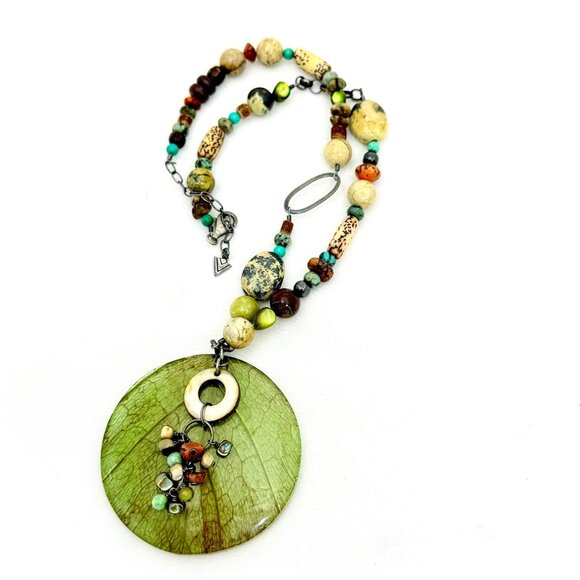 Silpada Kabkaban Wood Leaf Mixed Bead Necklace - 16" to 18" - Picture 4 of 7